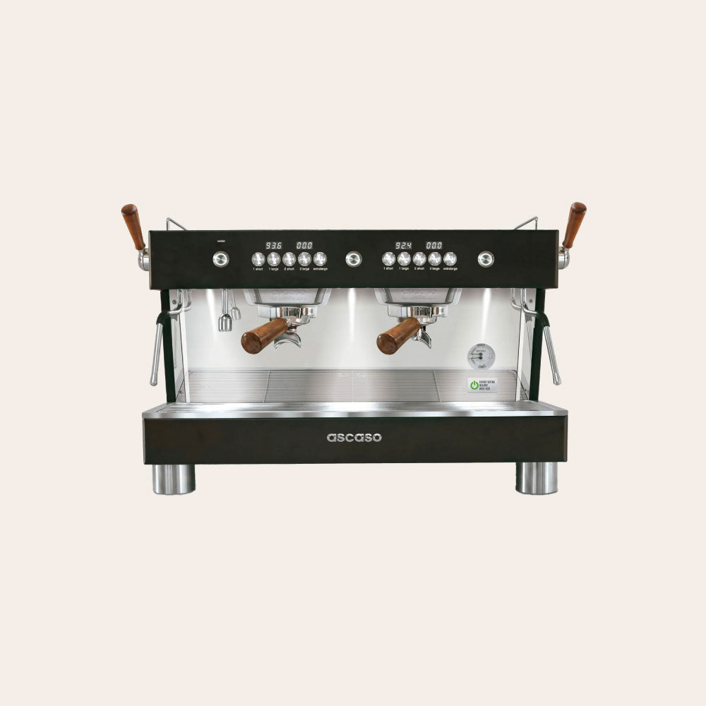 Ascaso Barista T Plus 2 Group Black & wooden portafilters