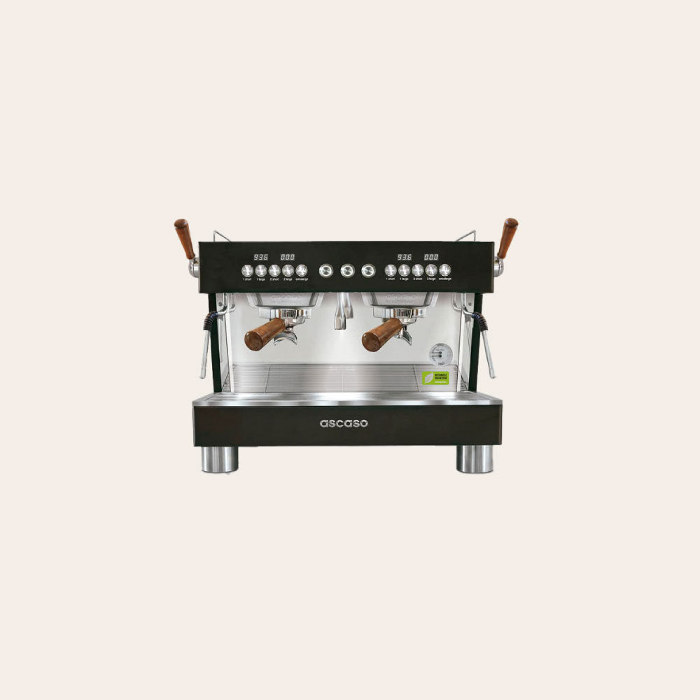 Ascaso Barista T Plus 2 Group Compact Black & wooden portafilters